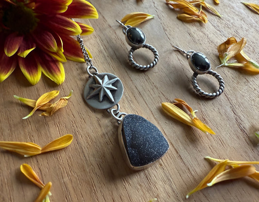 Black Druzy Necklace