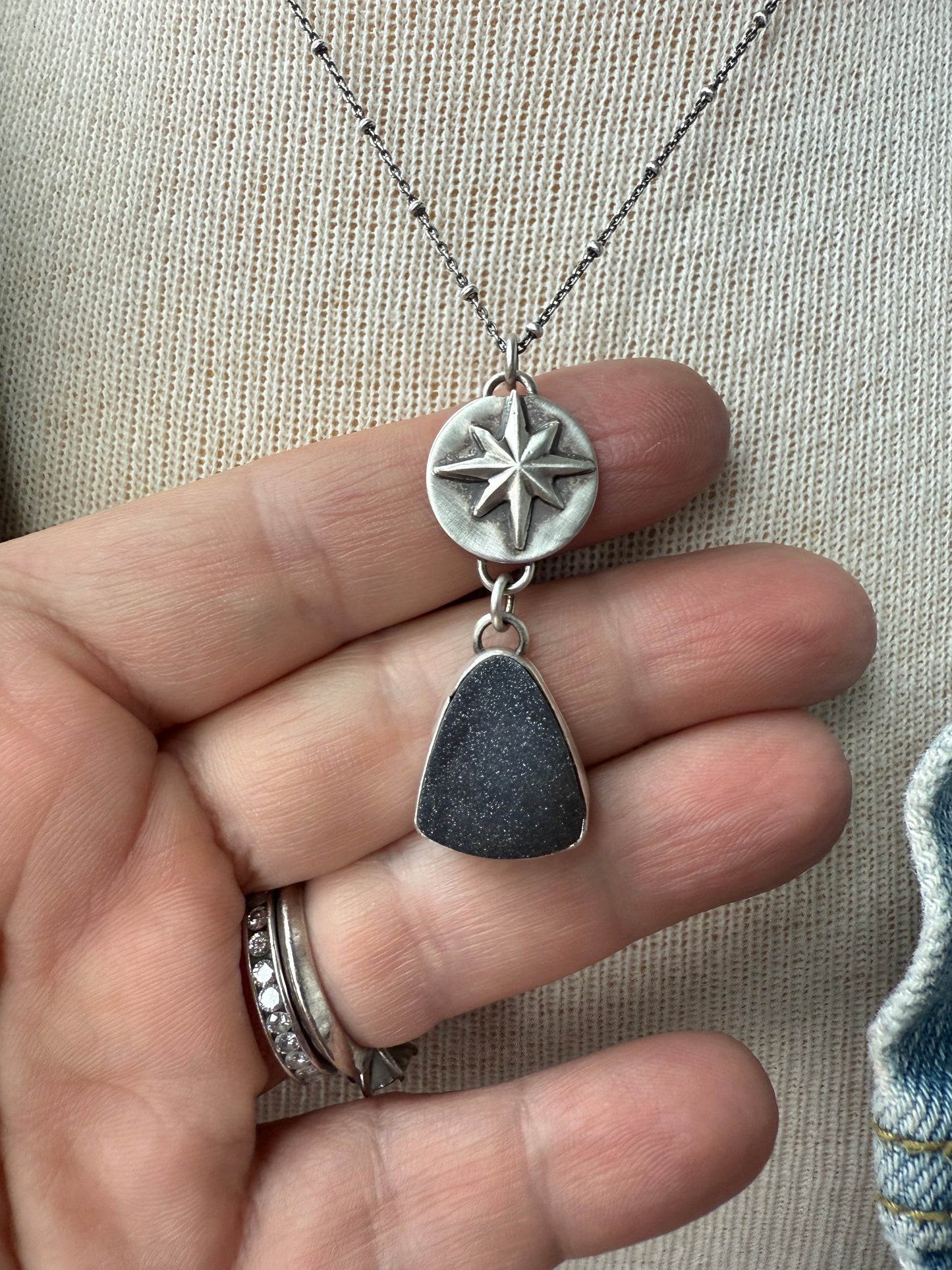 Black Druzy Necklace