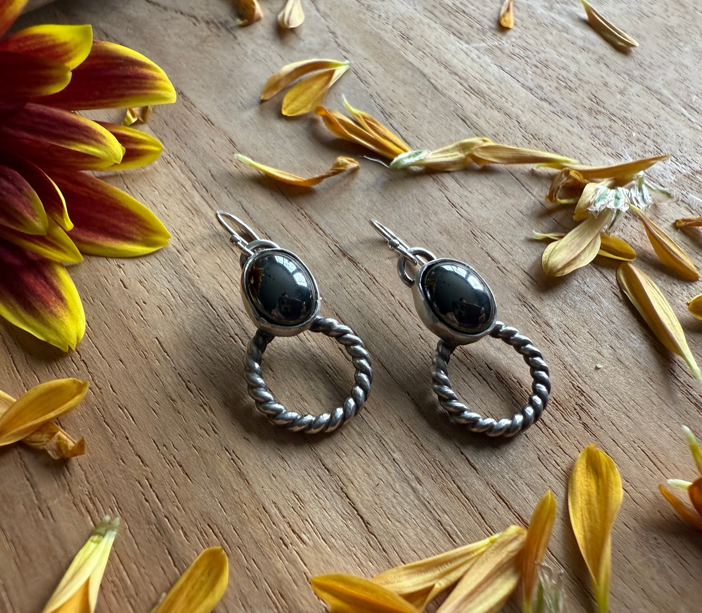 Hematite Rope Earrings