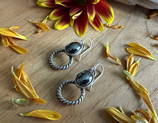 Hematite Rope Earrings