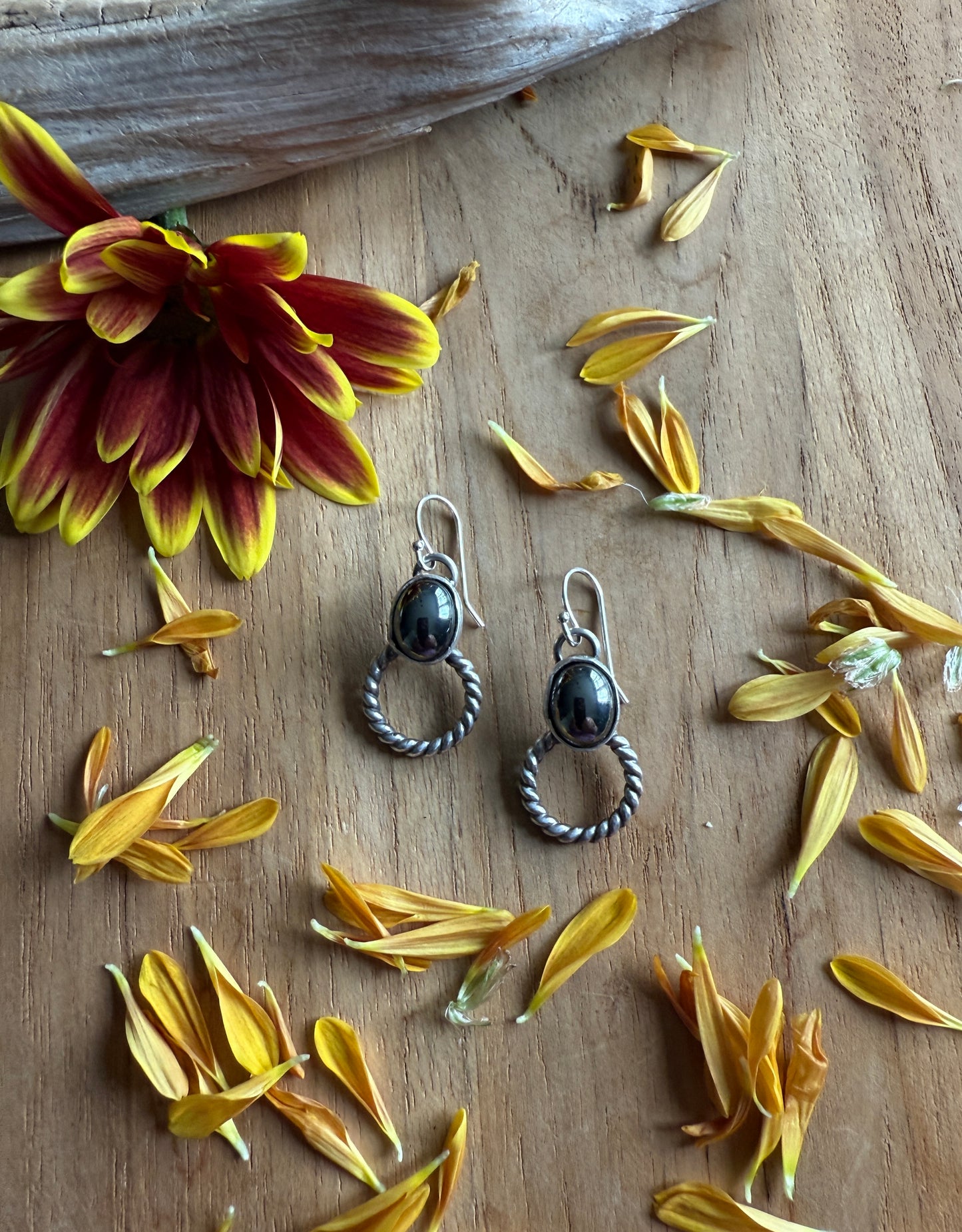 Hematite Rope Earrings