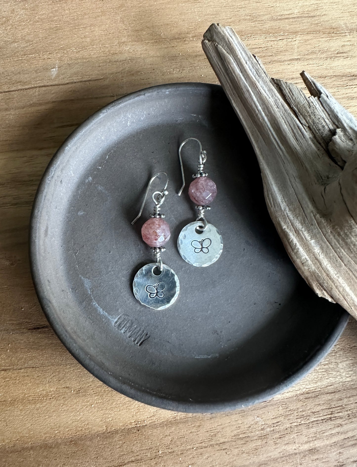Stamped Butterfly Dangle Earrings