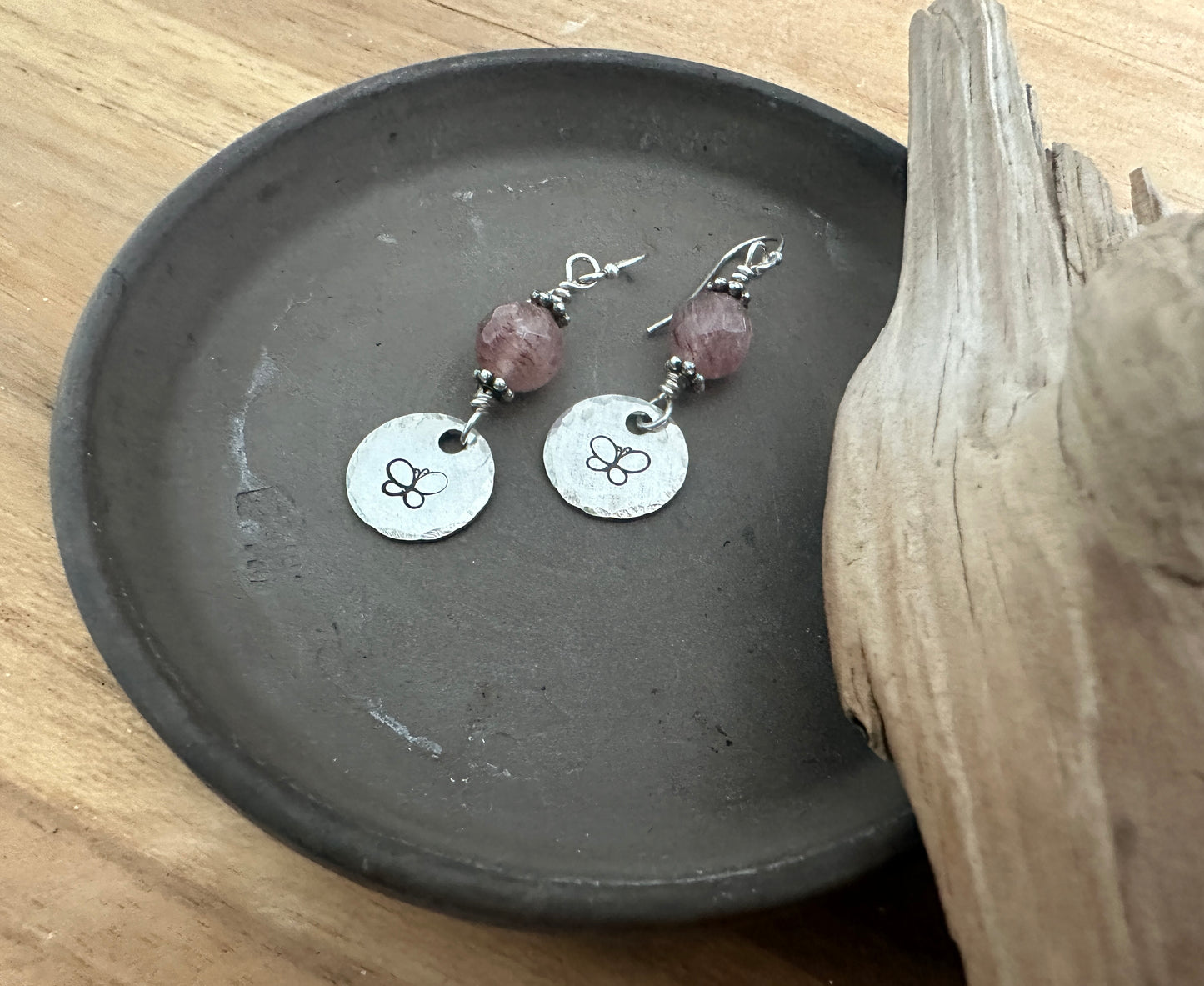 Stamped Butterfly Dangle Earrings