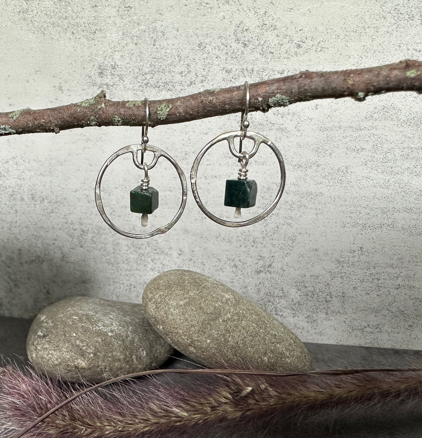 Jasper Stone Circle Earrings
