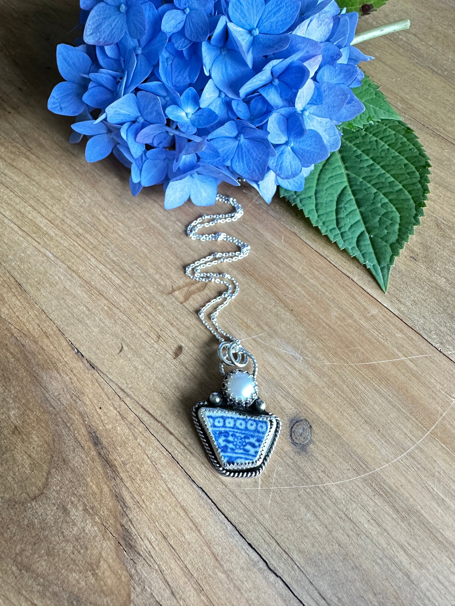 Sea Pottery and Freshwater Pearl Necklace
