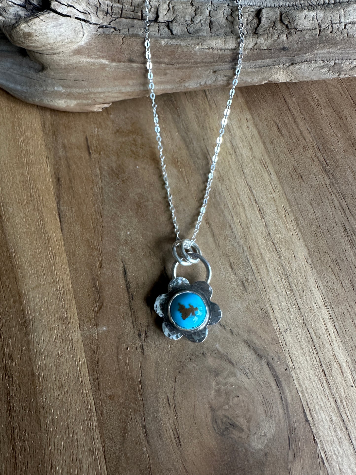 Sterling Silver Turquoise Flower Necklace