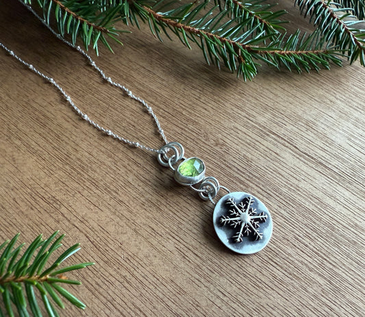 Peridot Snowflake Necklace