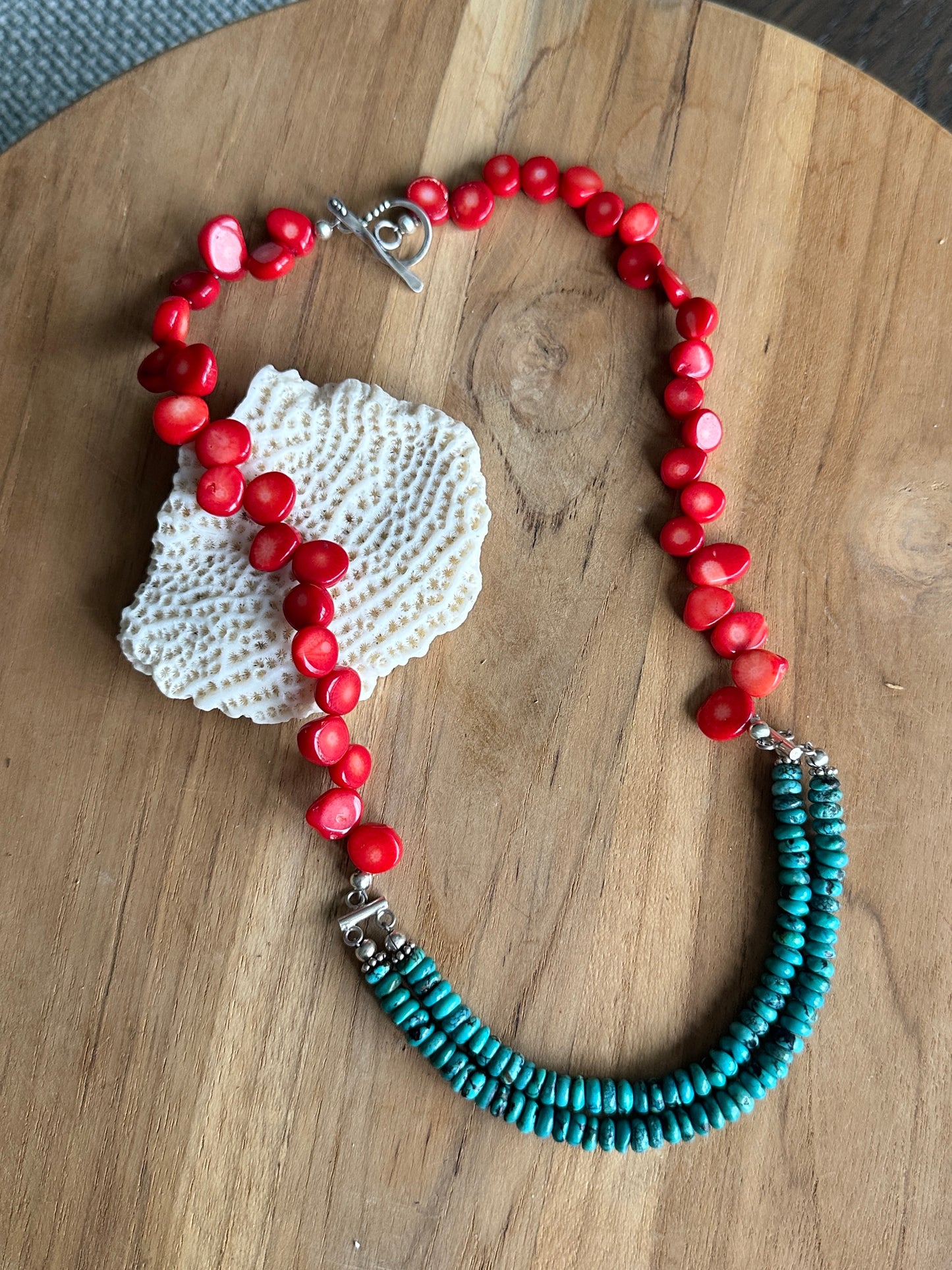 Red Coral and Turquoise Necklace
