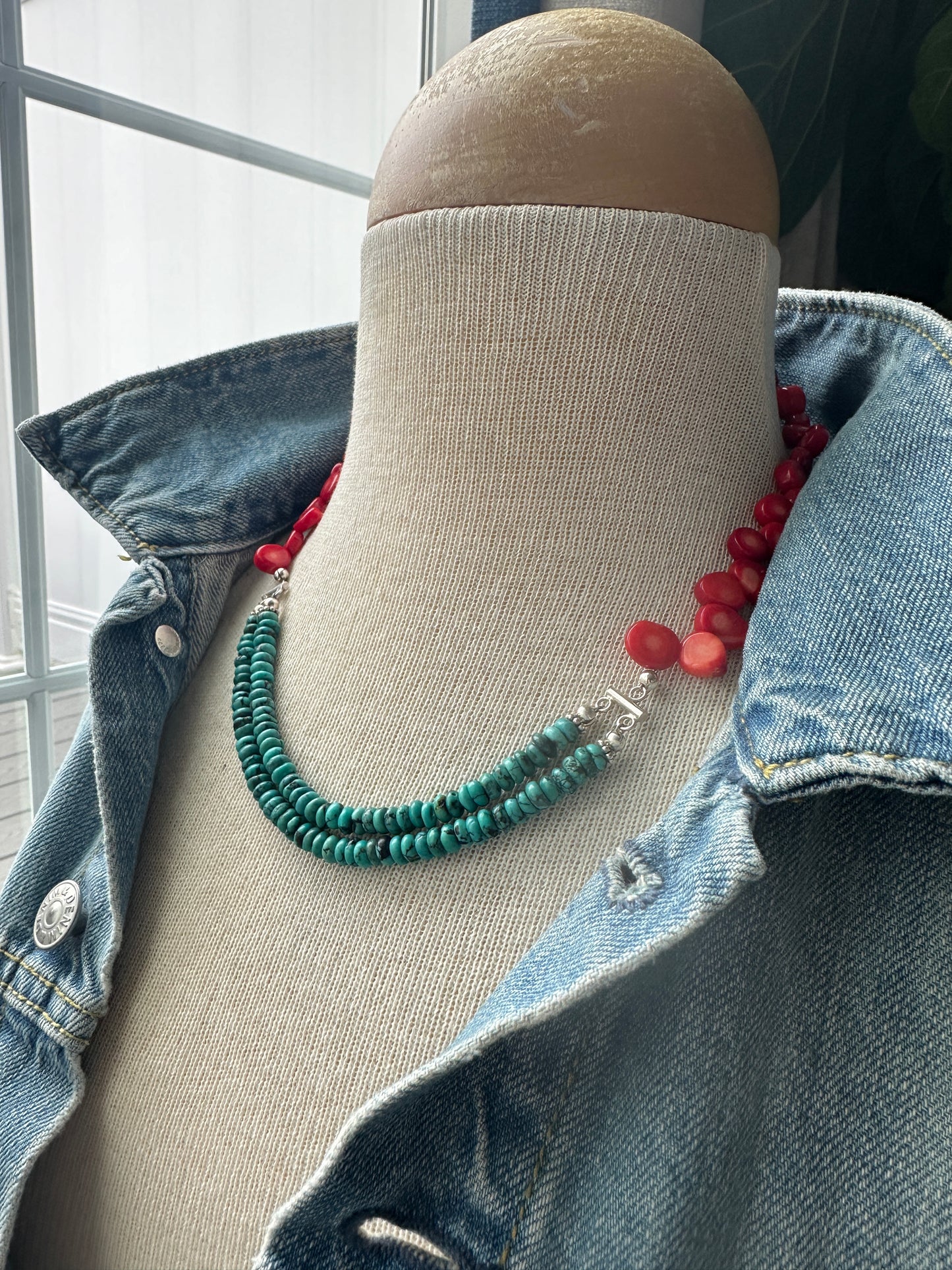 Red Coral and Turquoise Necklace