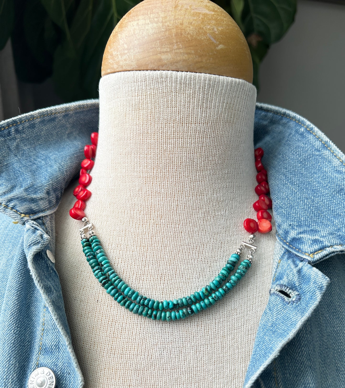 Red Coral and Turquoise Necklace