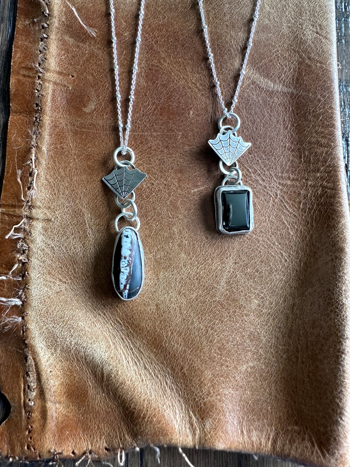 White Buffalo Turquoise Spiderweb Necklace