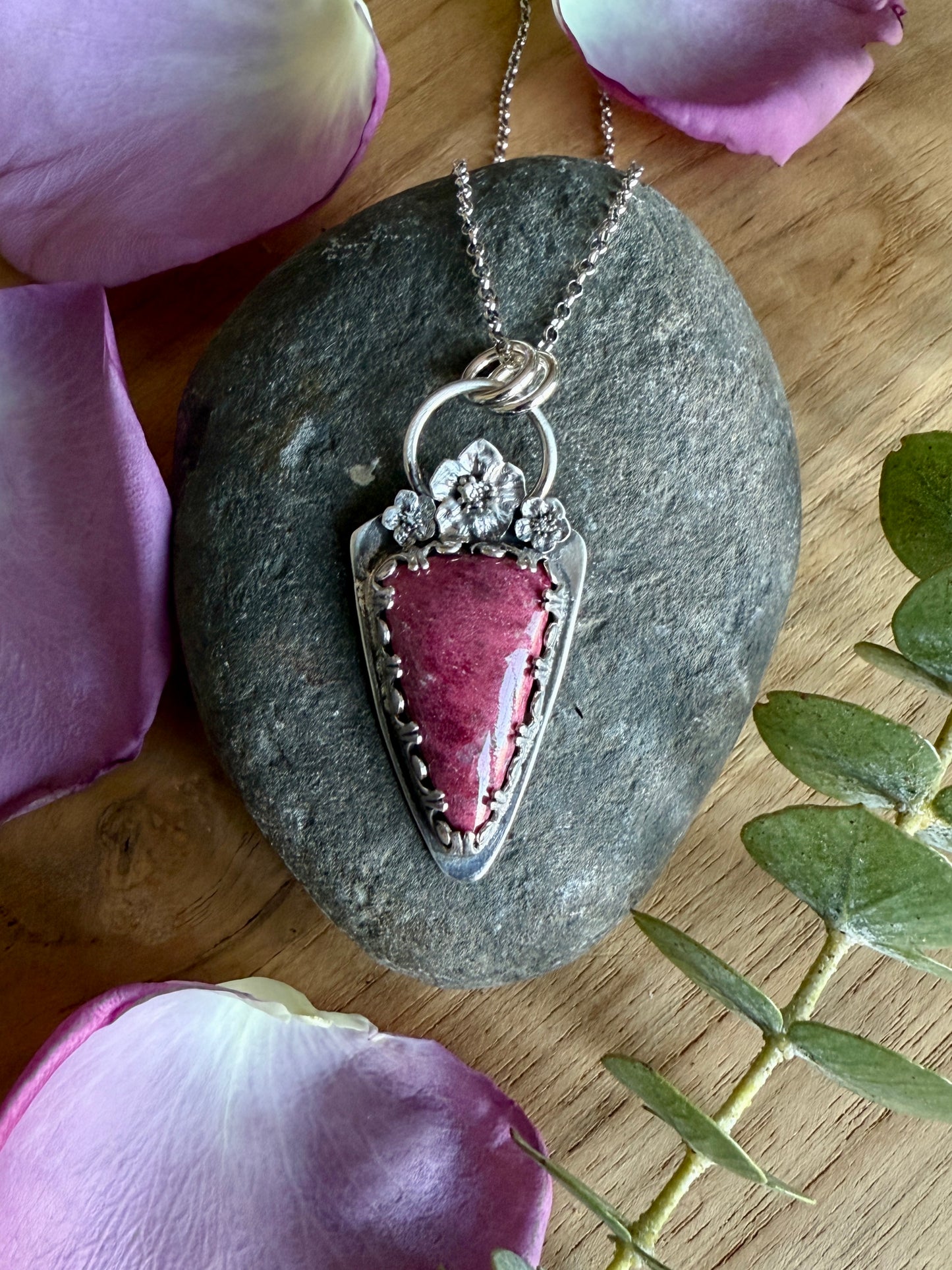 Thulite Cherry Blossom Necklace