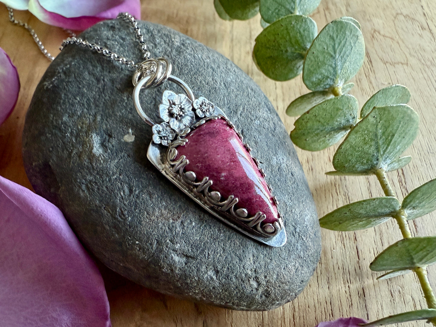 Thulite Cherry Blossom Necklace
