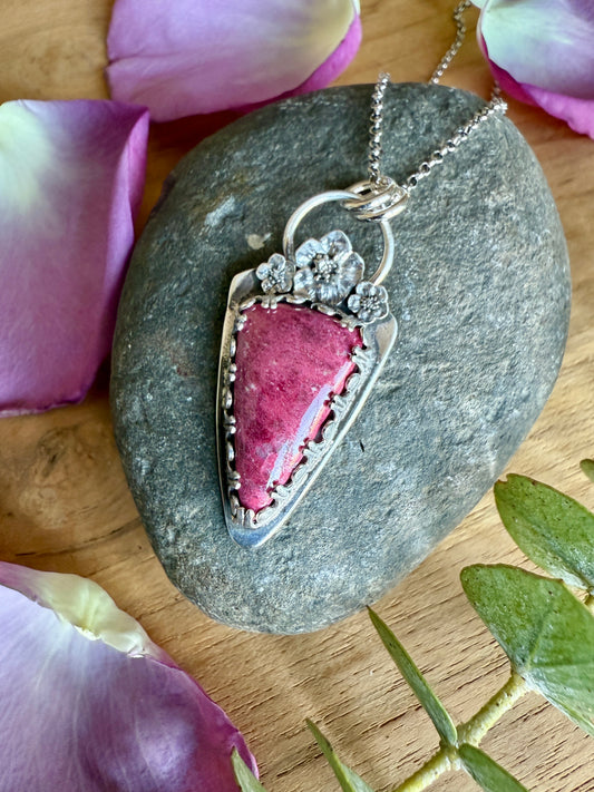 Thulite Cherry Blossom Necklace