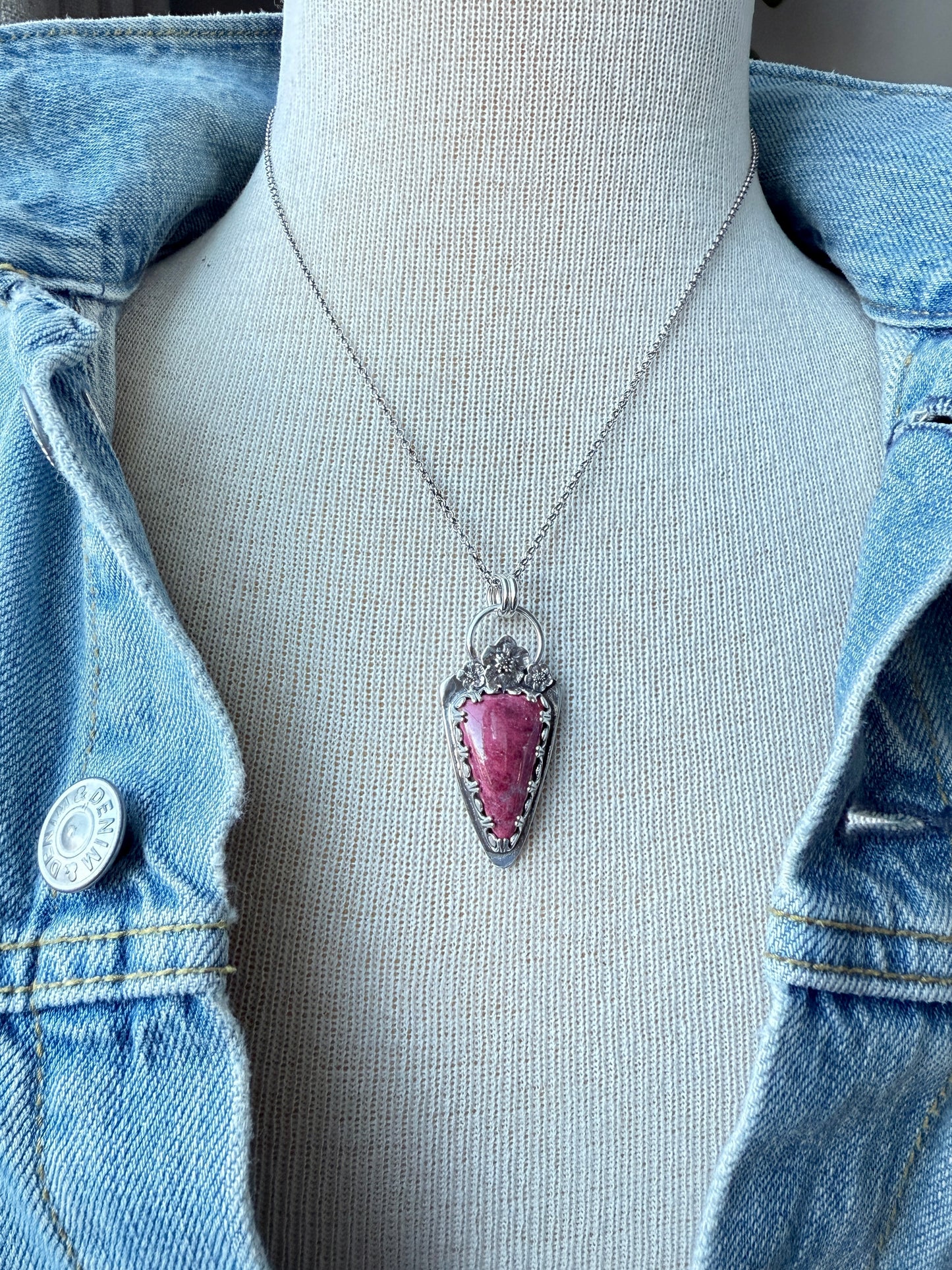 Thulite Cherry Blossom Necklace