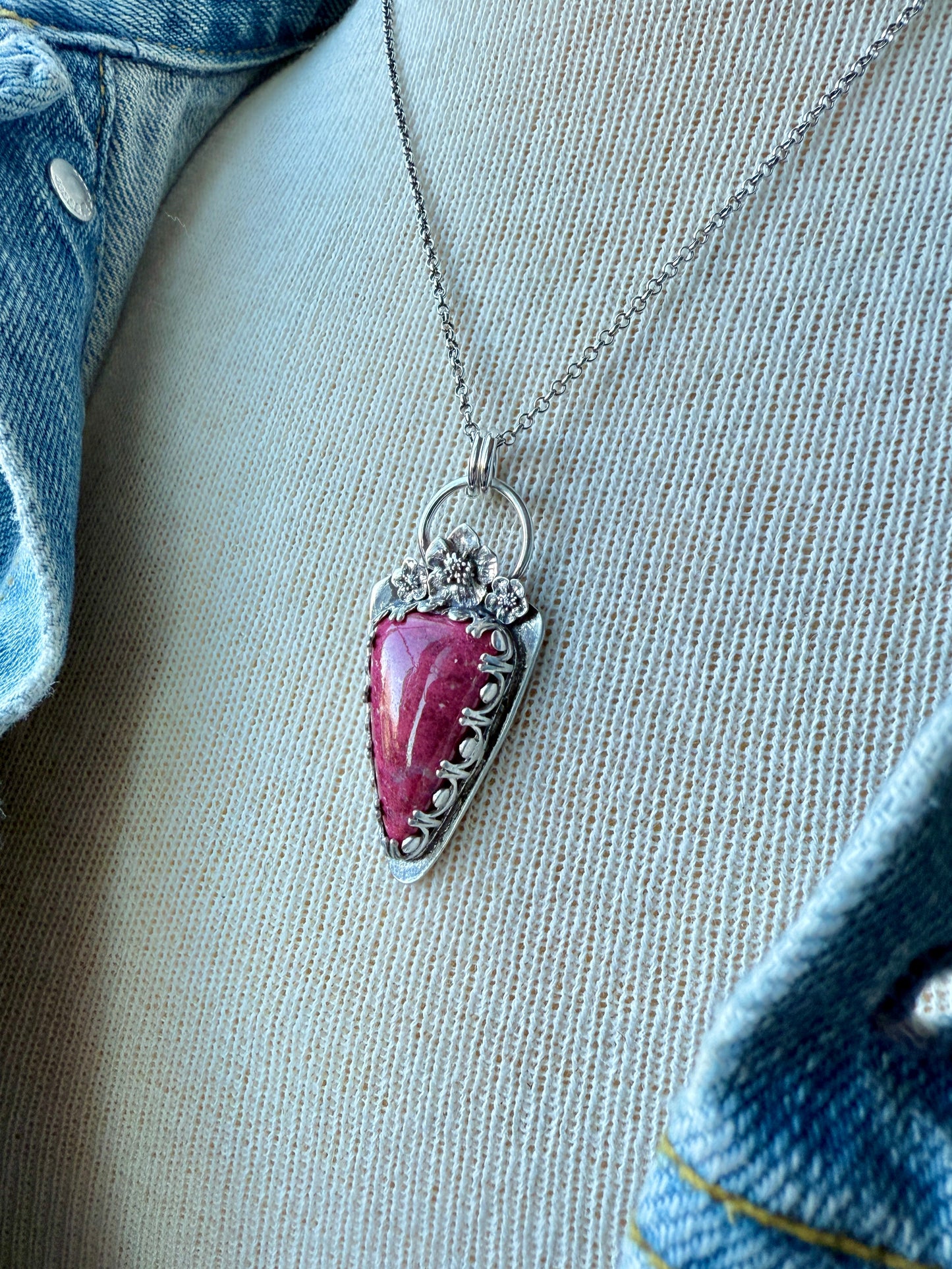 Thulite Cherry Blossom Necklace