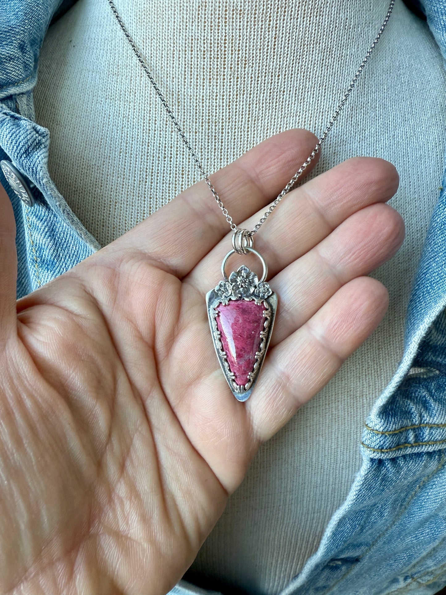 Thulite Cherry Blossom Necklace