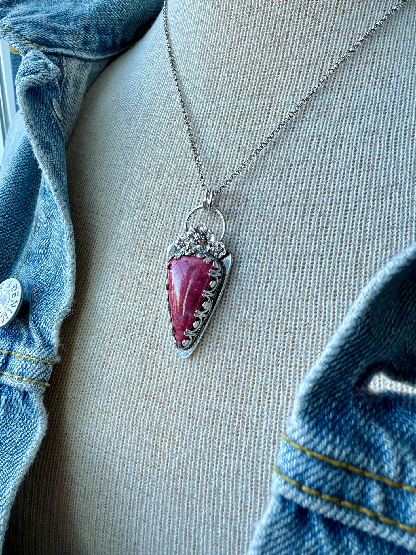 Thulite Cherry Blossom Necklace