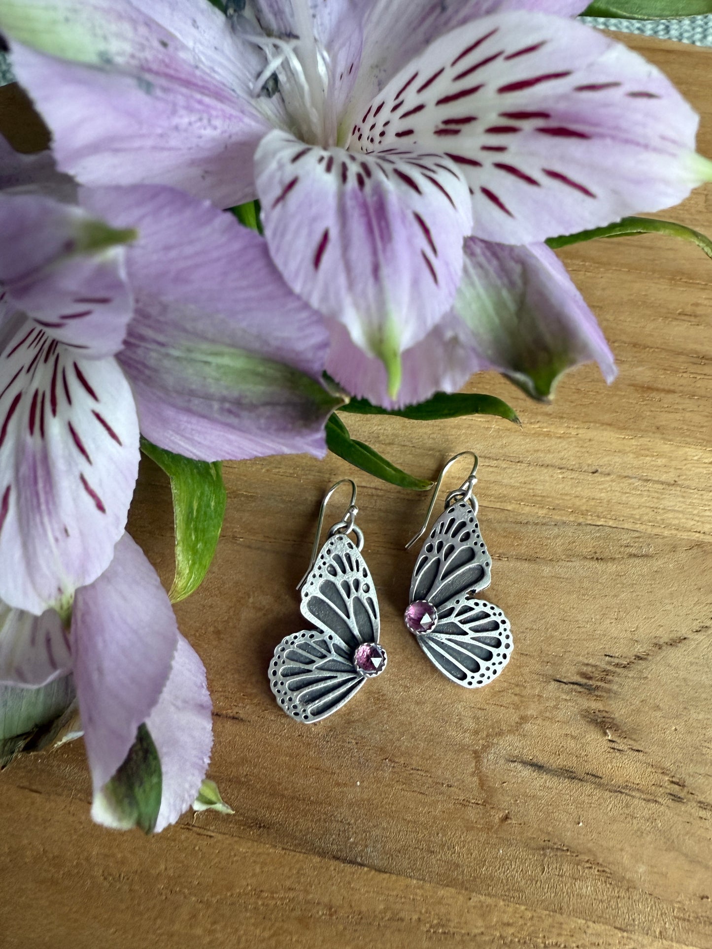 Rhodolite Garnet Butterfly Earrings