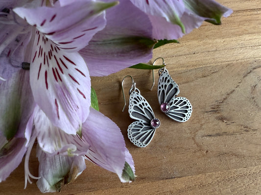 Rhodolite Garnet Butterfly Earrings