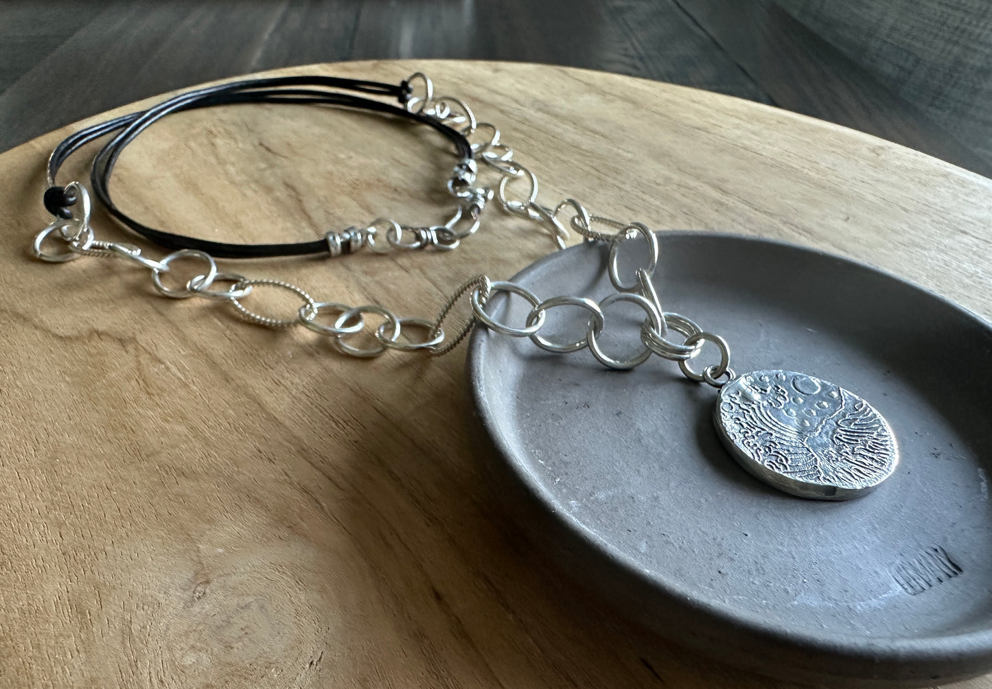 Leather and Fine Silver Long Beach Necklace