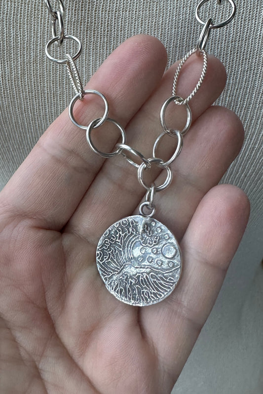 Leather and Fine Silver Long Beach Necklace