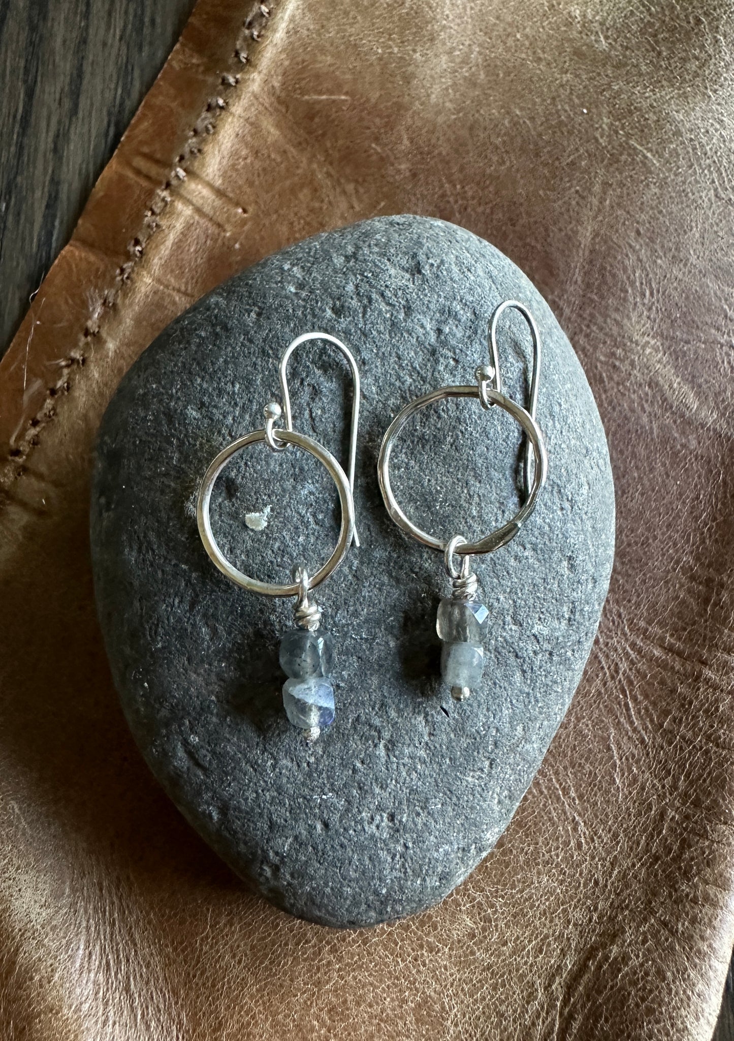 Labradorite Circle Earrings