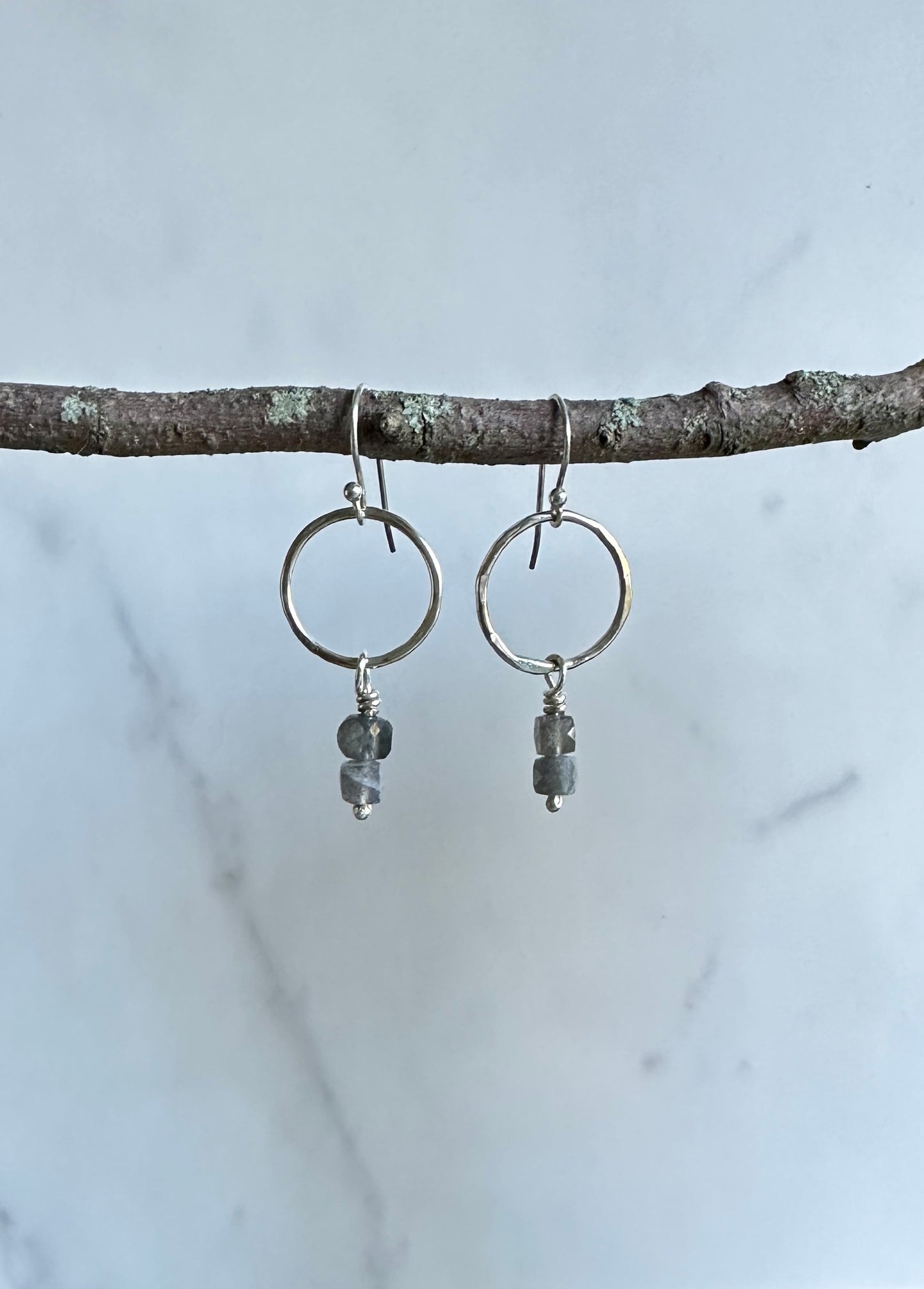 Labradorite Circle Earrings