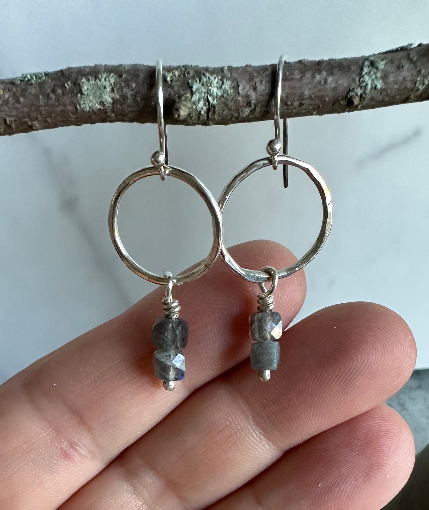 Labradorite Circle Earrings