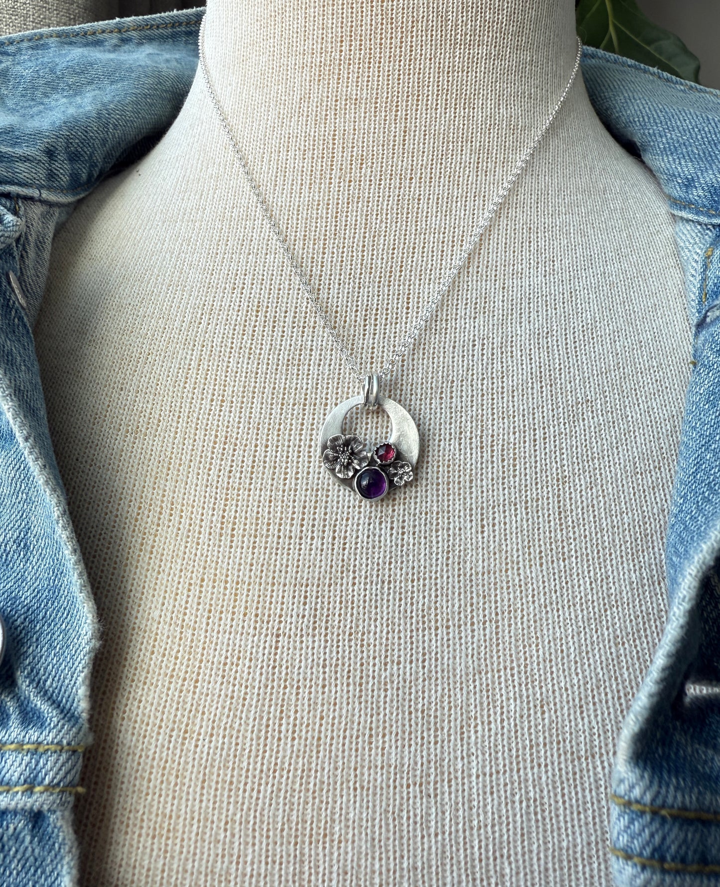 Cherry Blossom Necklace with Amethyst and Rhodolite garnets