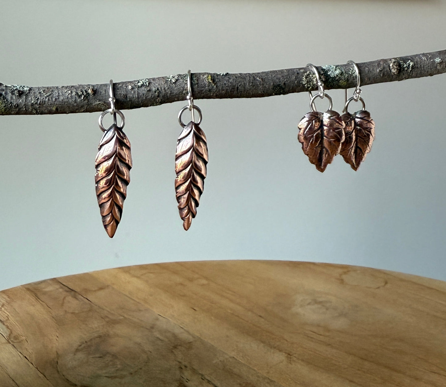 Grains of Wheat Copper and Sterling Earrings