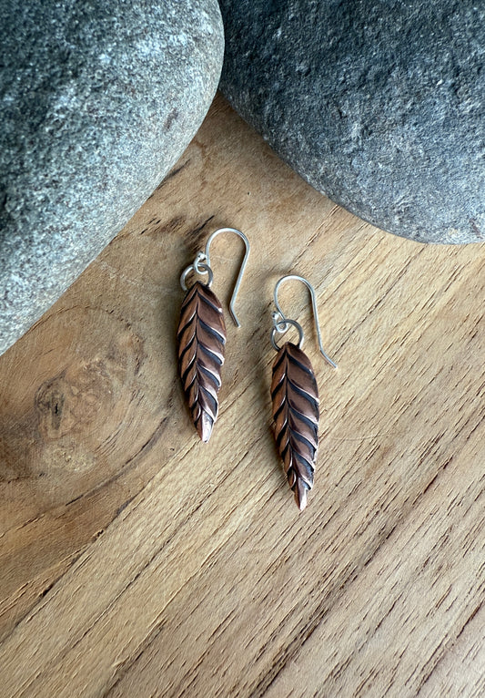 Grains of Wheat Copper and Sterling Earrings