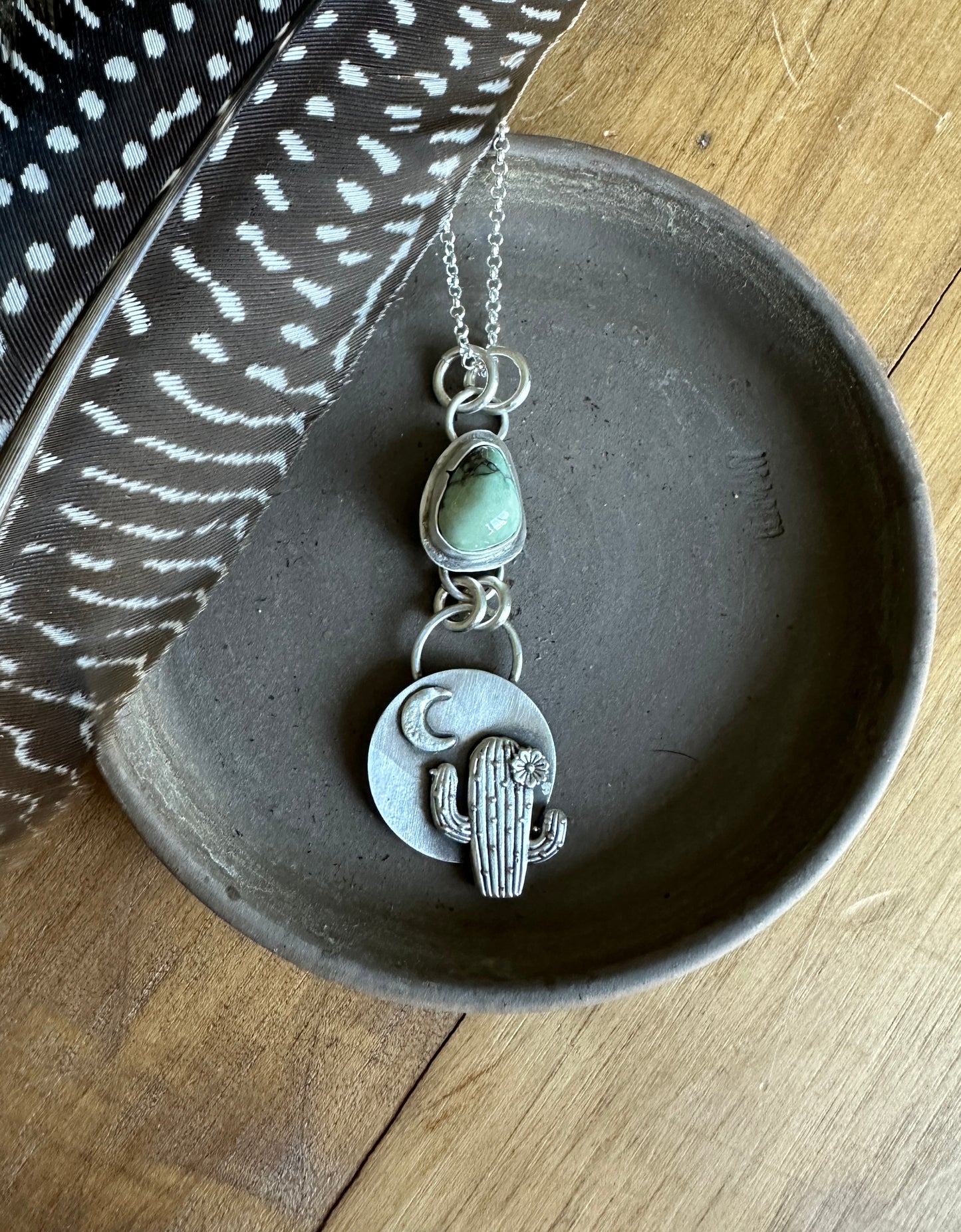 Desert Bloom Variscite Catus Necklace