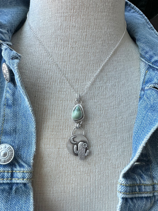 Desert Bloom Variscite Catus Necklace