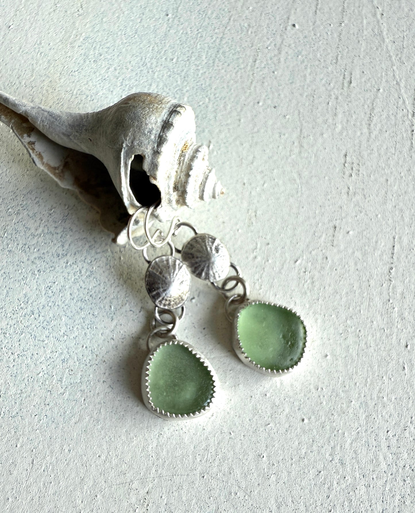 Limpet and Sea Glass Earrings