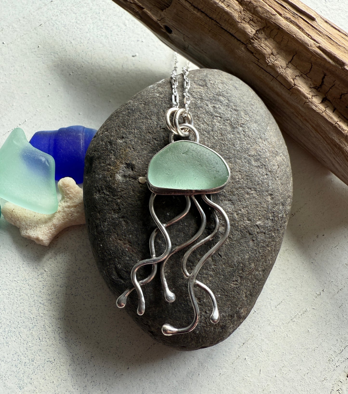 Sea Foam Green Jelly Fish Necklace