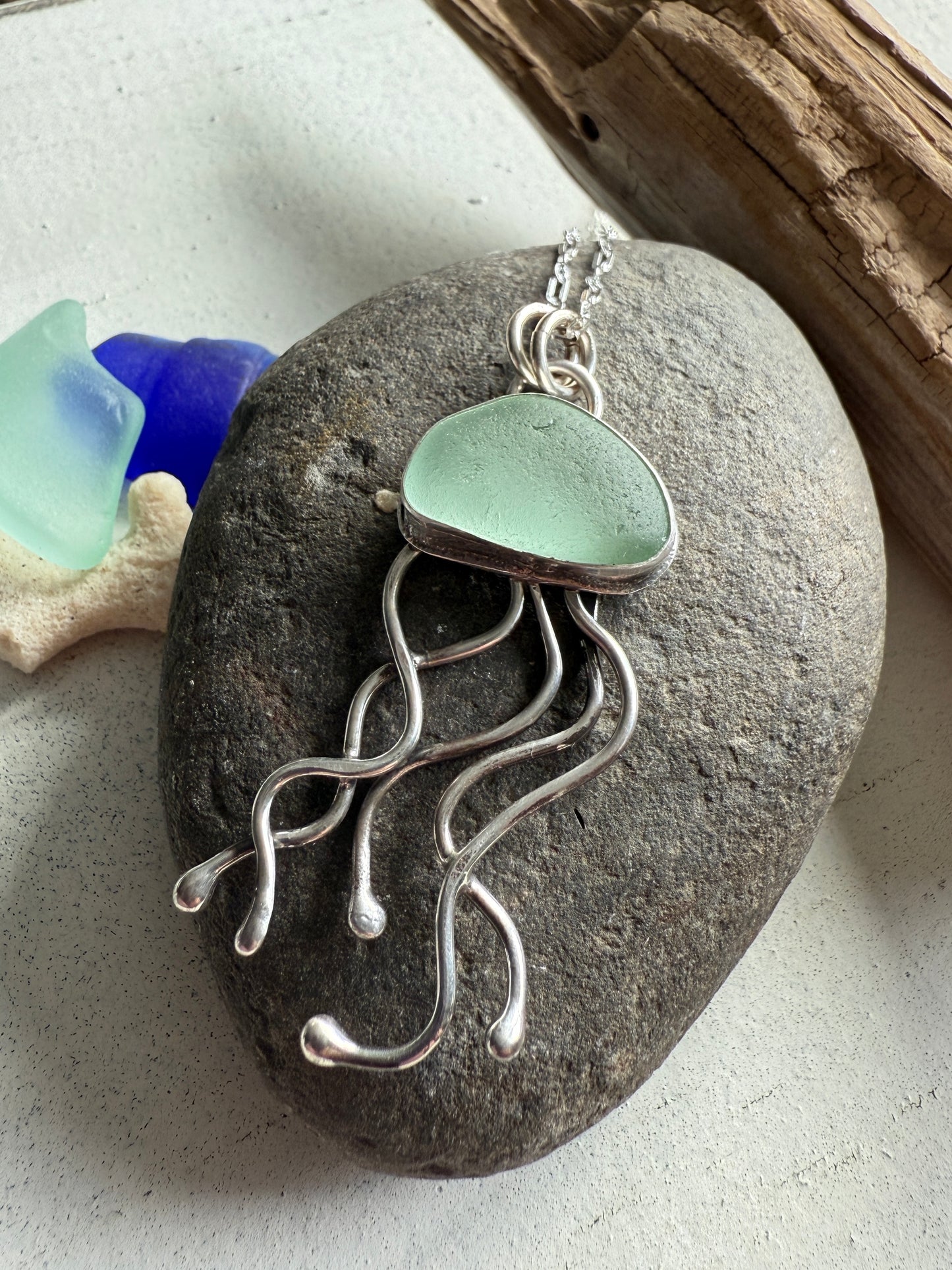 Sea Foam Green Jelly Fish Necklace