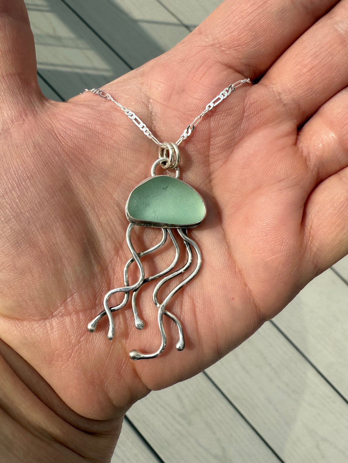 Sea Foam Green Jelly Fish Necklace