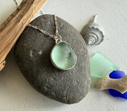 Sea Foam Sea Glass Pendant Necklace
