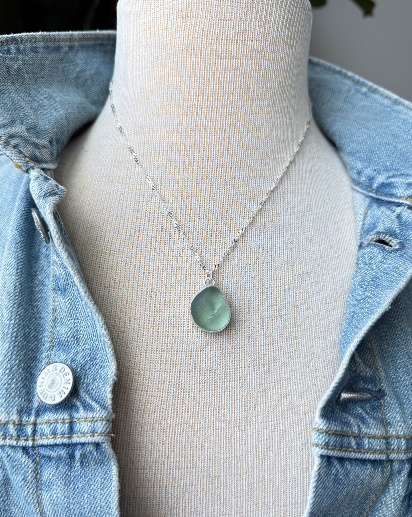 Sea Foam Sea Glass Pendant Necklace