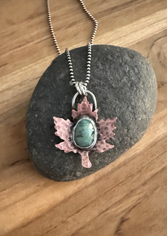 Emerald Maple Leaf Necklace