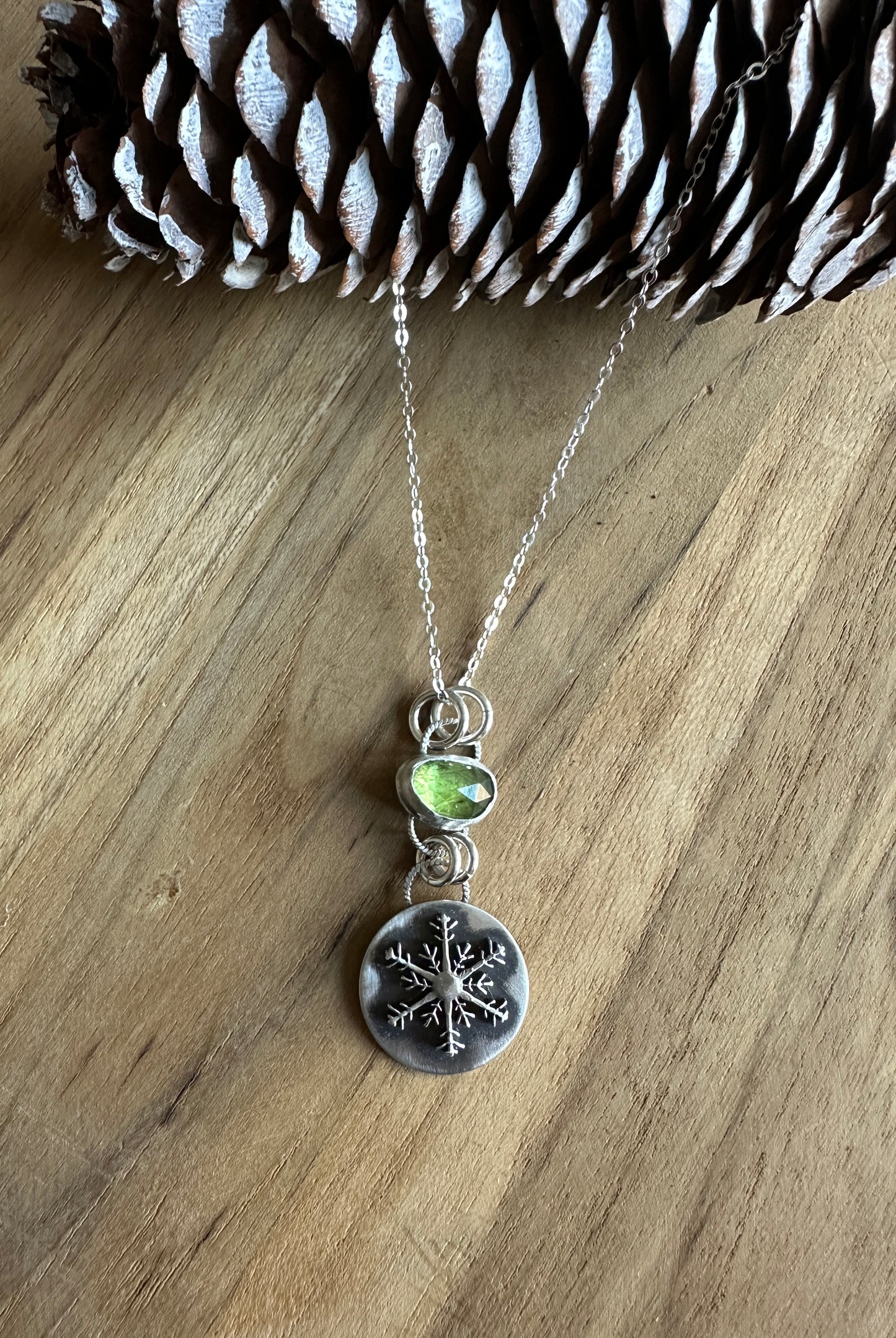 Peridot Snowflake Necklace