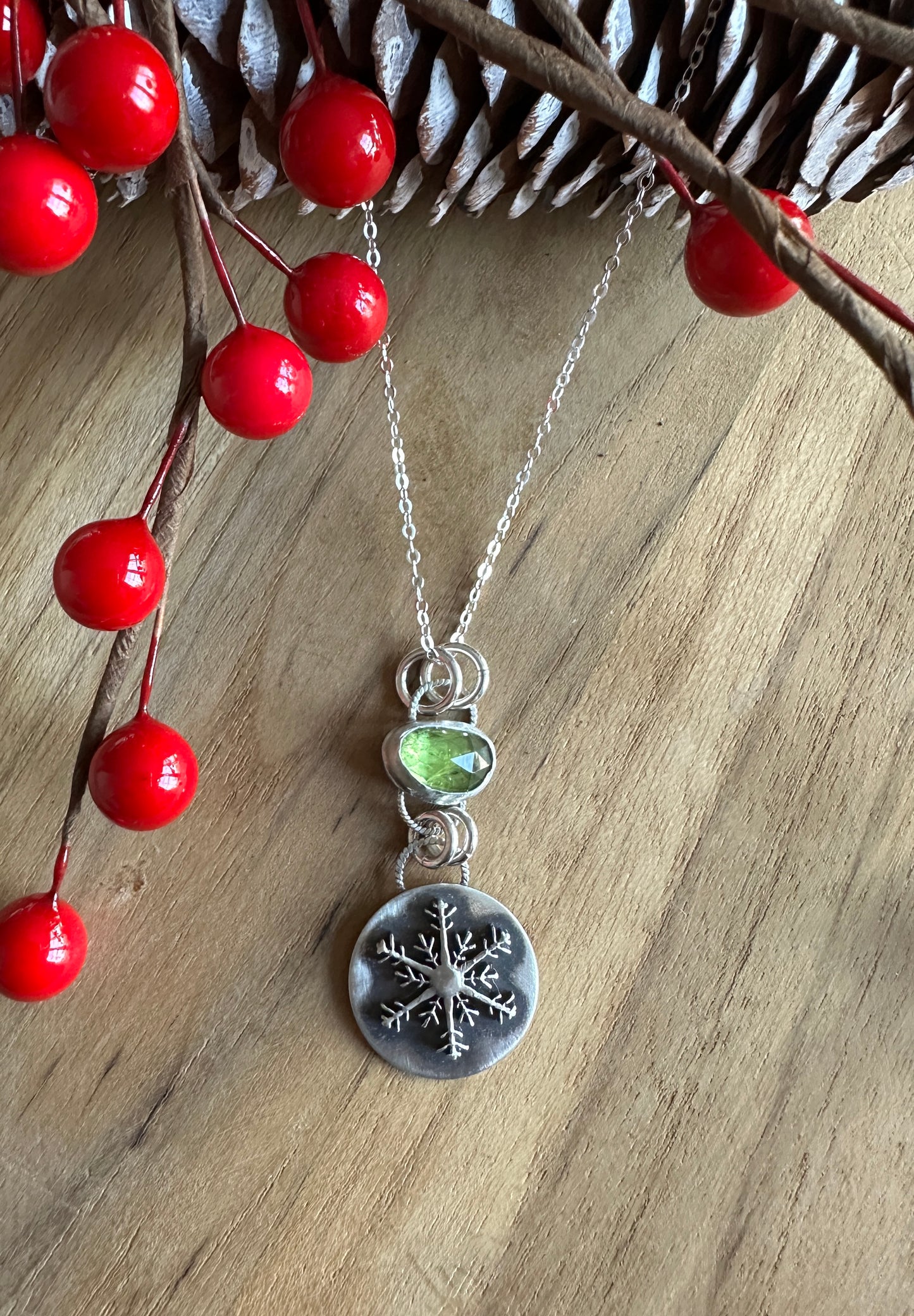 Peridot Snowflake Necklace
