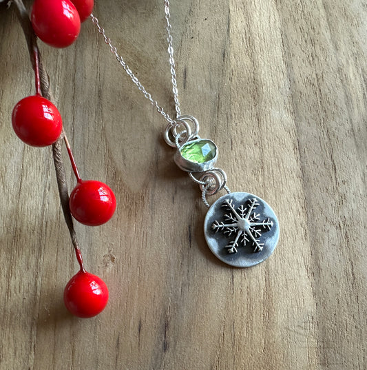 Peridot Snowflake Necklace