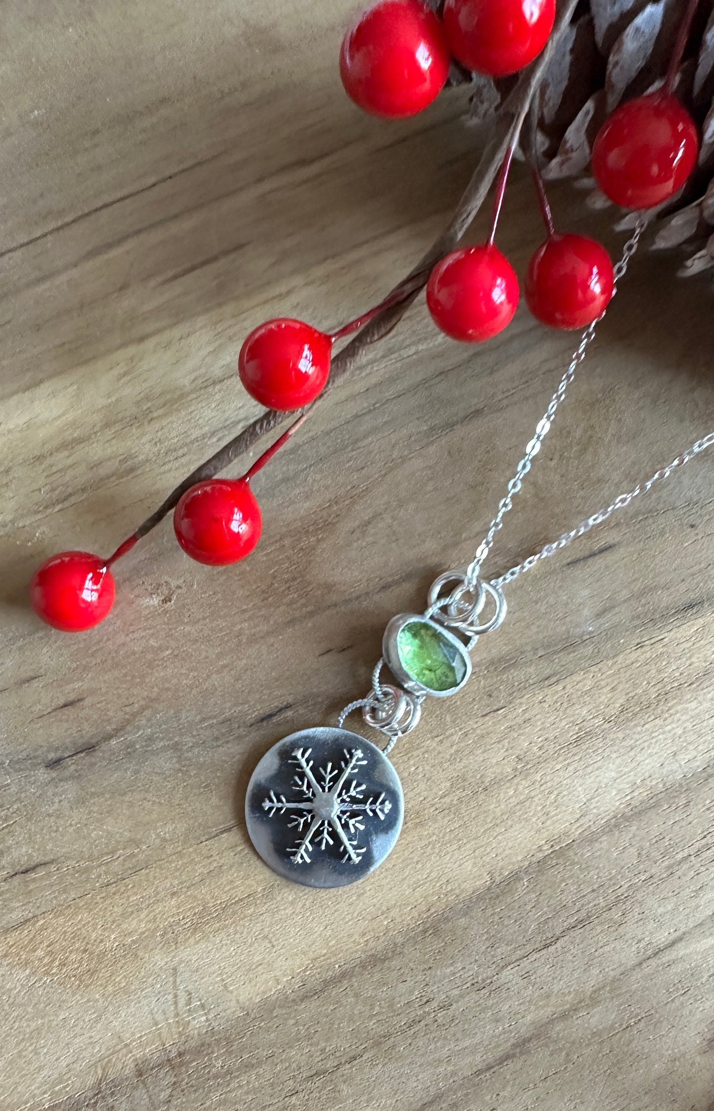 Peridot Snowflake Necklace