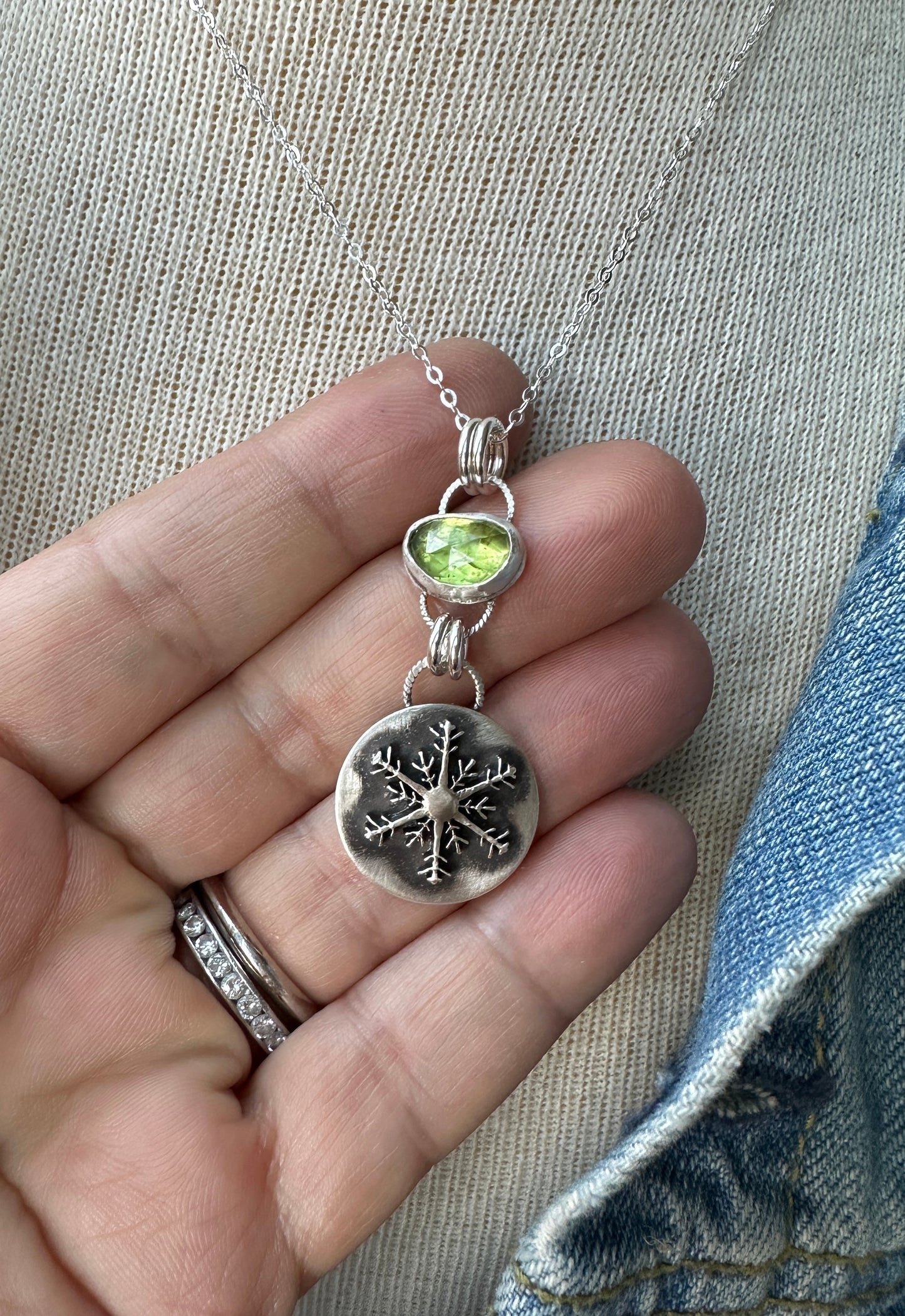 Peridot Snowflake Necklace
