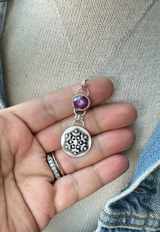 Star Sapphire Snowflake Necklace
