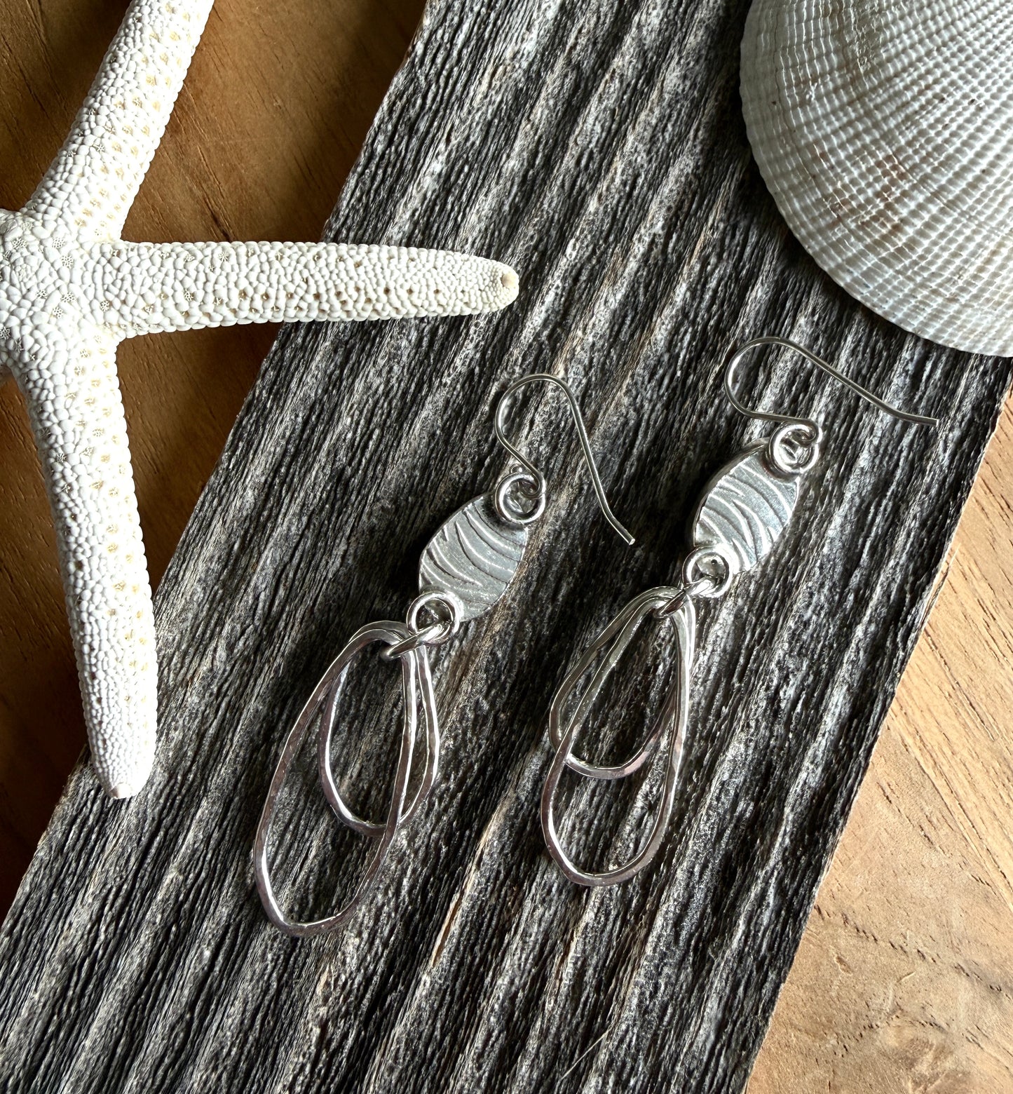 Pale Blue Dangle Hoop Earrings