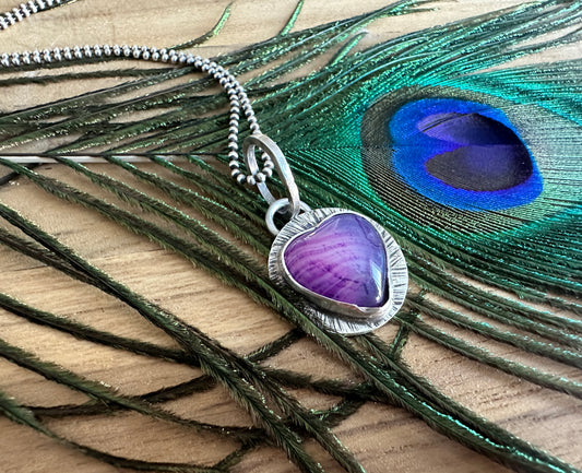 Purple Agate Heart Necklace