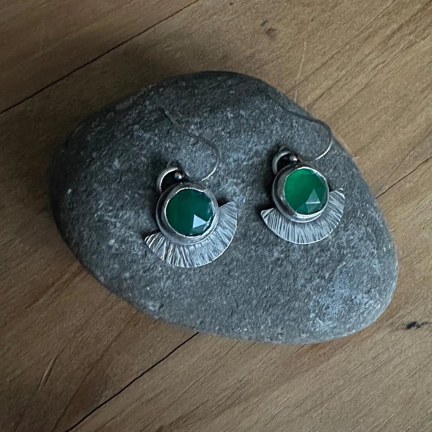 Green Onyx and Sterling Silver Earrings